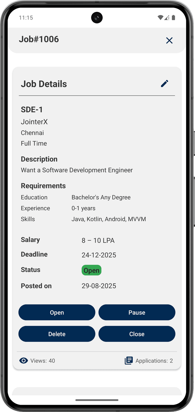 Job Details & Applicants