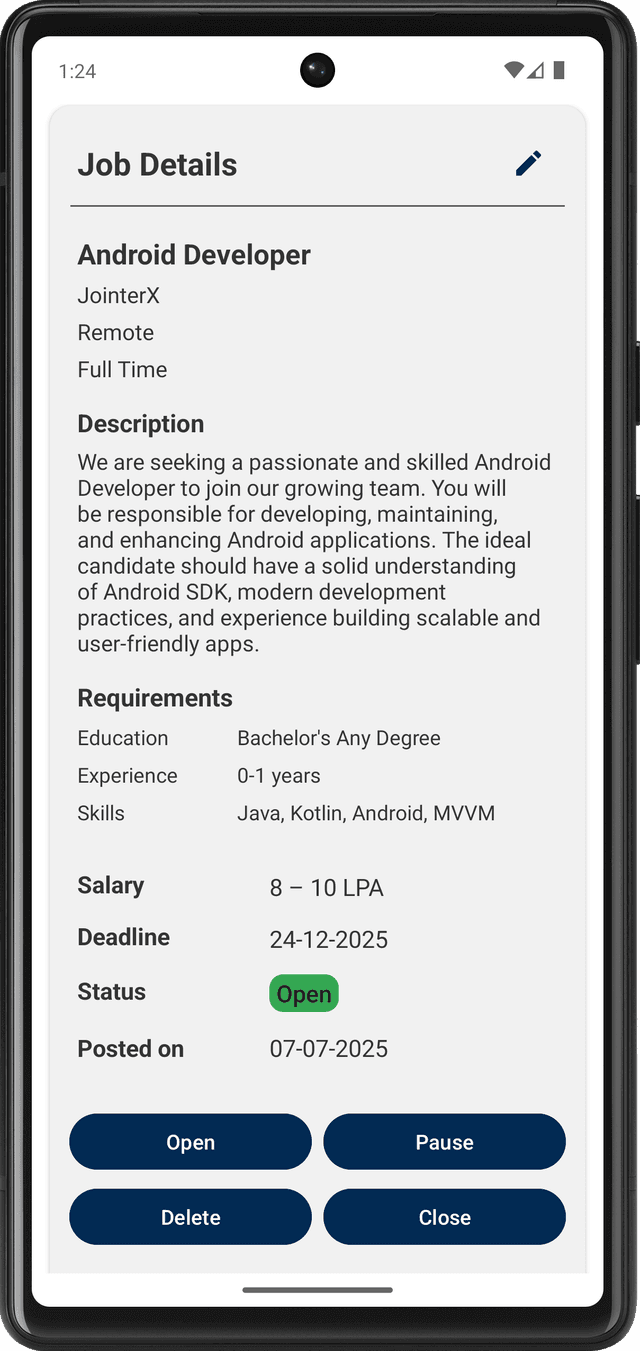 Job Details & Applicants